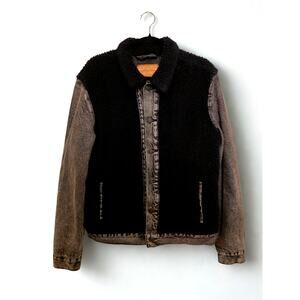 Levi’s Premium Sherpa Trucker Jacket Black Denim Fleece Lined